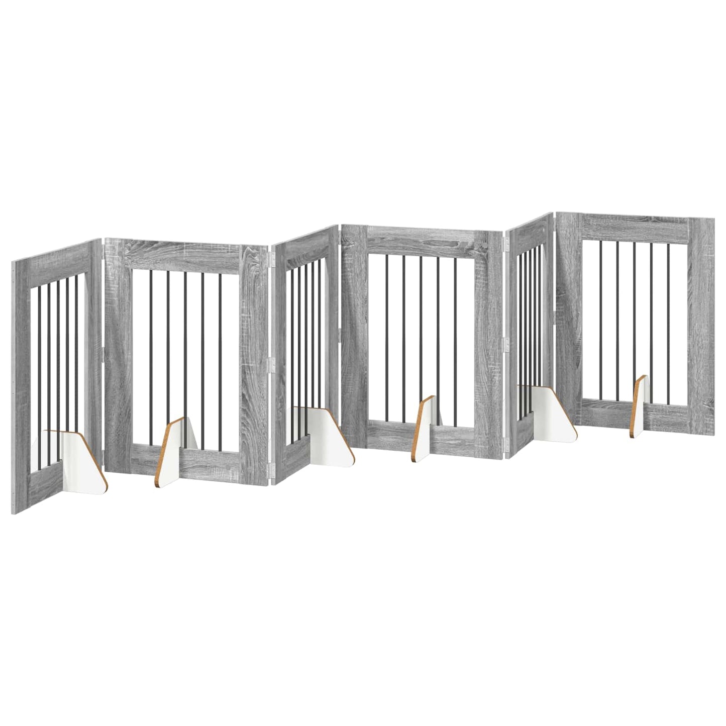 Foldable Dog Gate with Stands 6 pcs Grey Sonoma 362 cm