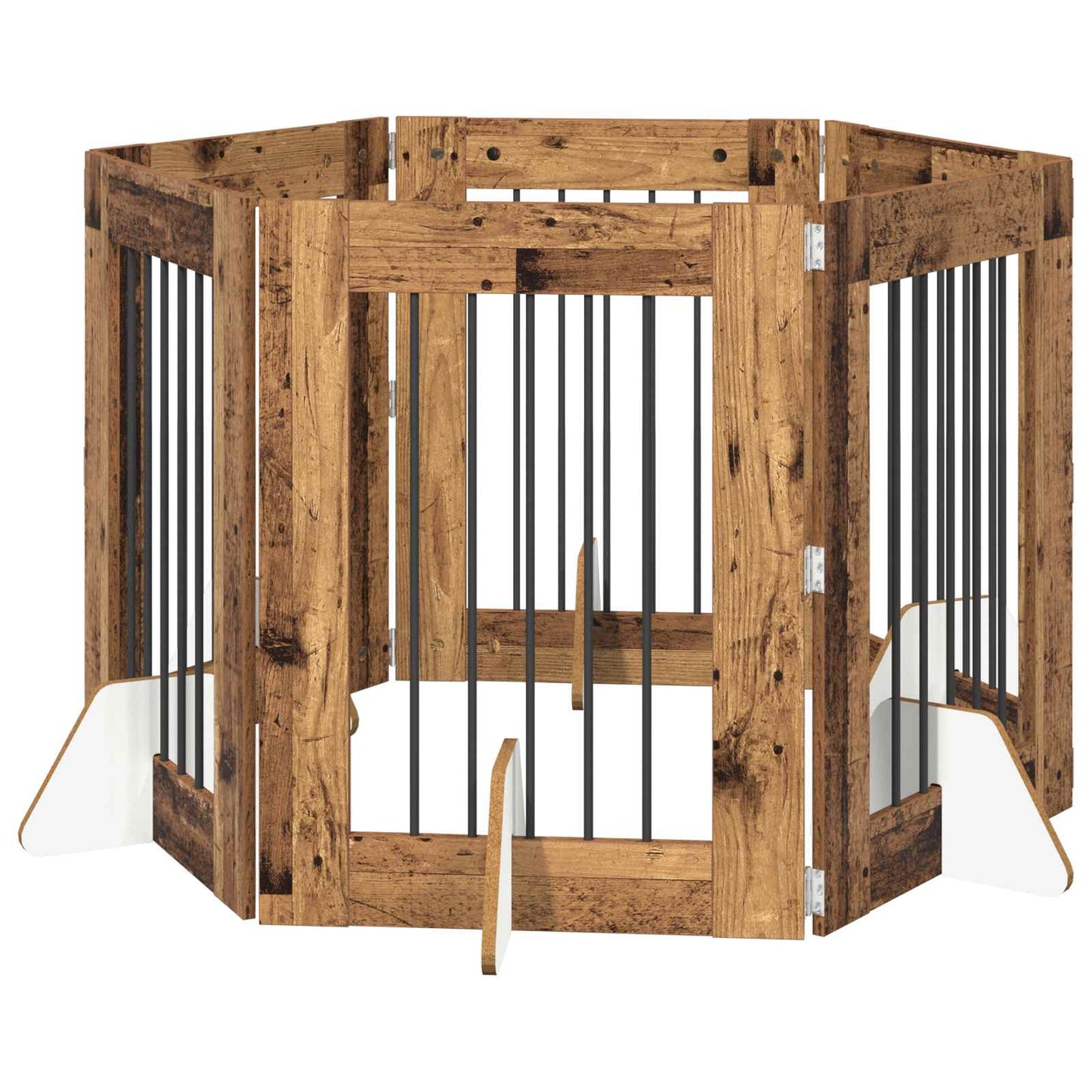Dog Gate with Stands 6 pcs Old Wood 60 x 80 cm Engineered Wood