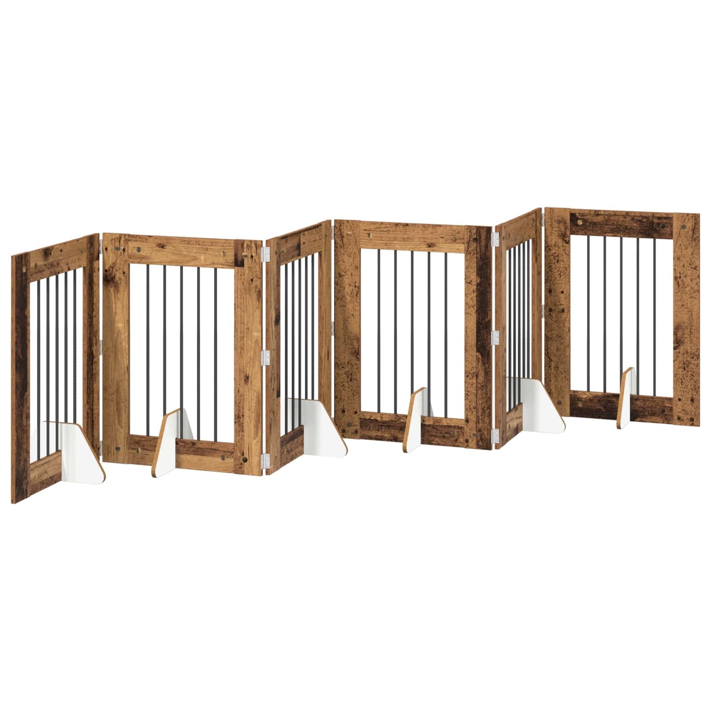 Dog Gate with Stands 6 pcs Old Wood 60 x 80 cm Engineered Wood