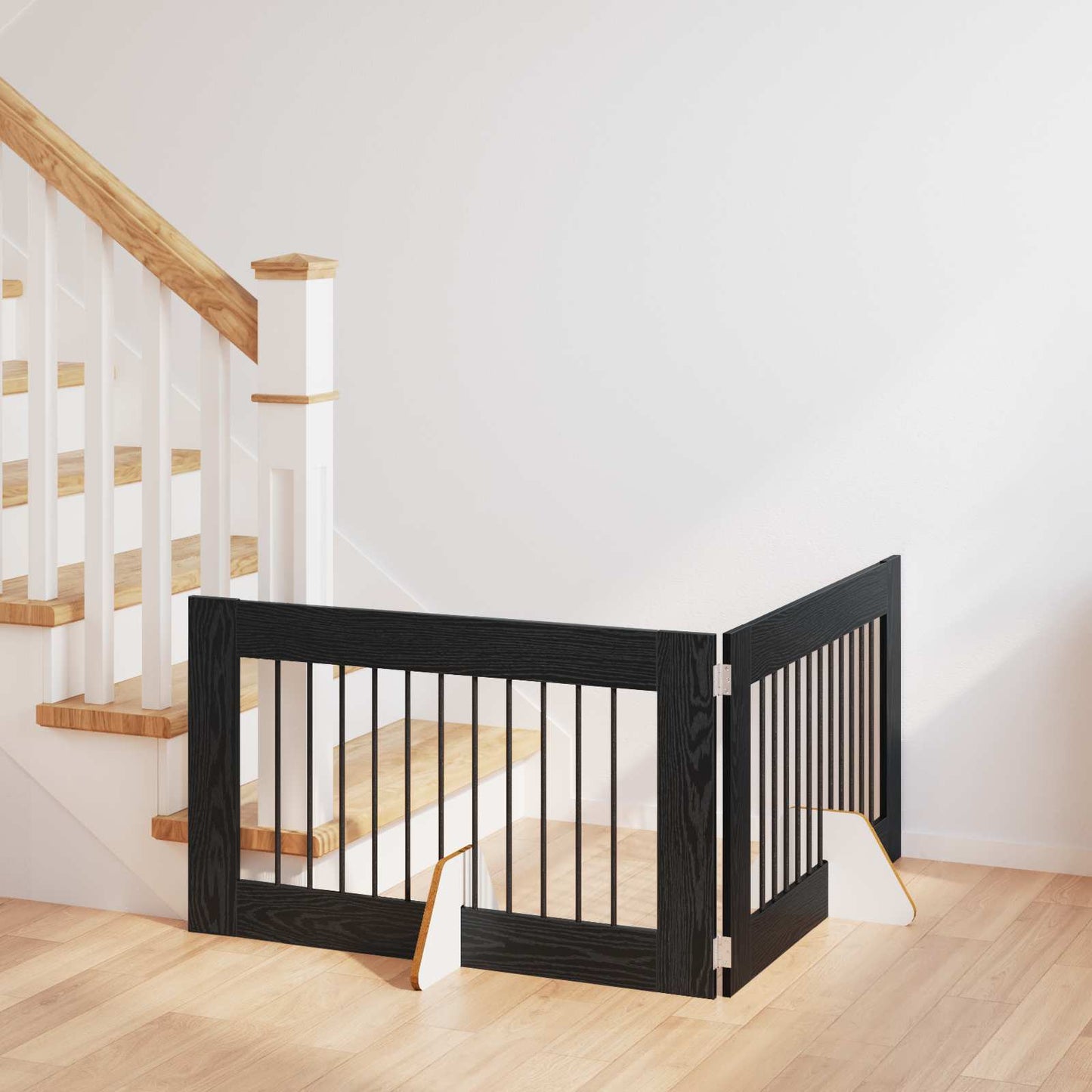 Dog Gate with Stands 2 pcs Black Oak 100 x 60 cm