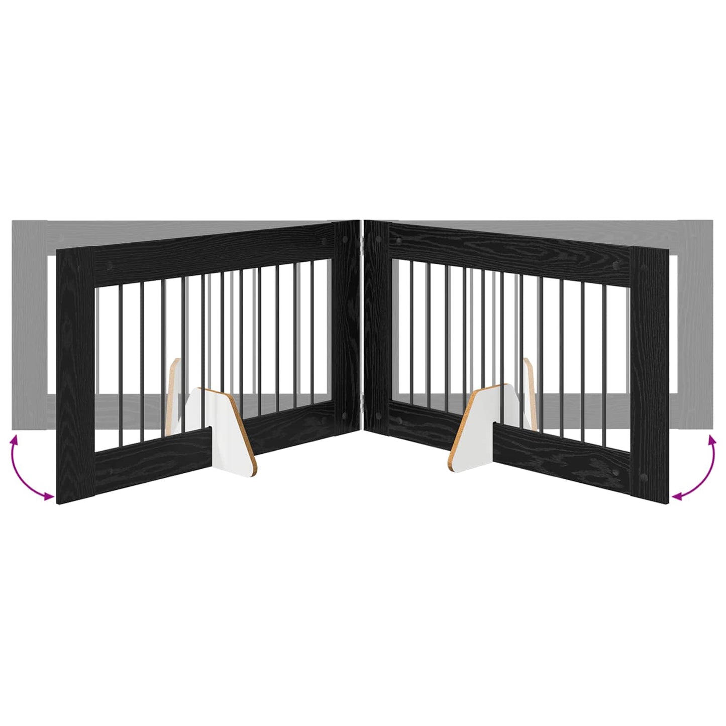 Foldable Dog Gate with Stands 2 pcs Black Oak 200.5 cm