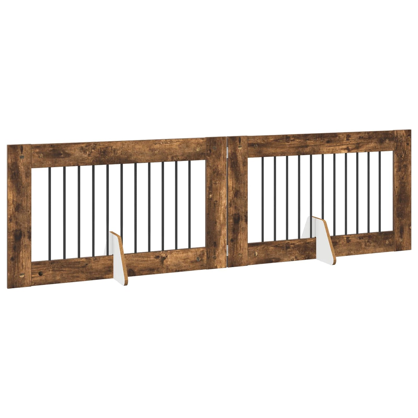 Foldable Dog Gate with Stands 2 pcs Smoked Oak 200.5 cm