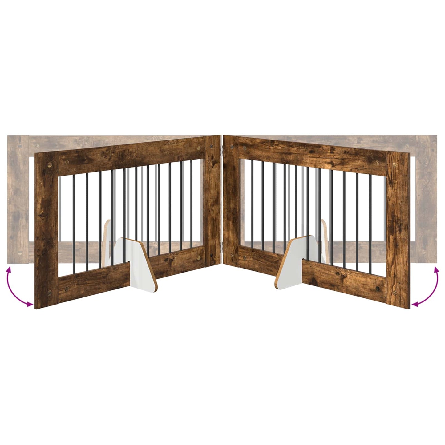 Dog Gate with Stands 2 pcs Smoked Oak 100 x 60 cm