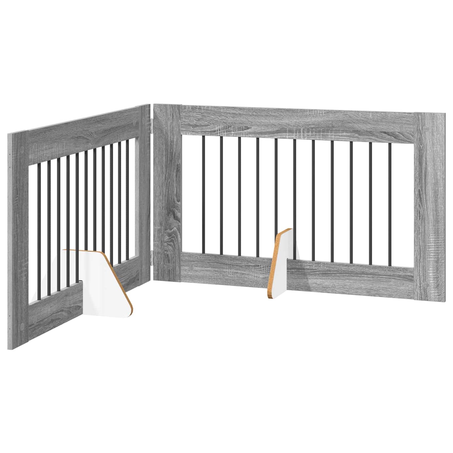 Foldable Dog Gate with Stands 2 pcs Grey Sonoma 200.5 cm