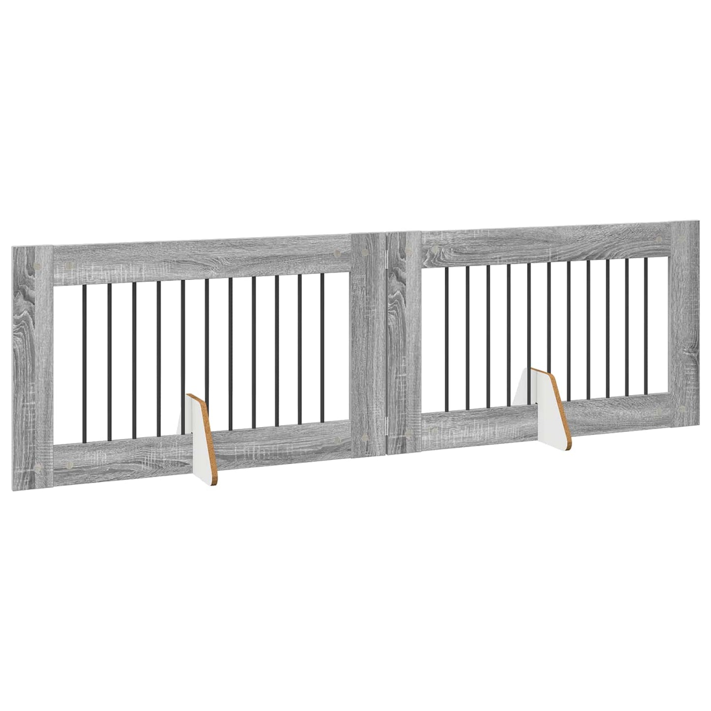 Foldable Dog Gate with Stands 2 pcs Grey Sonoma 200.5 cm