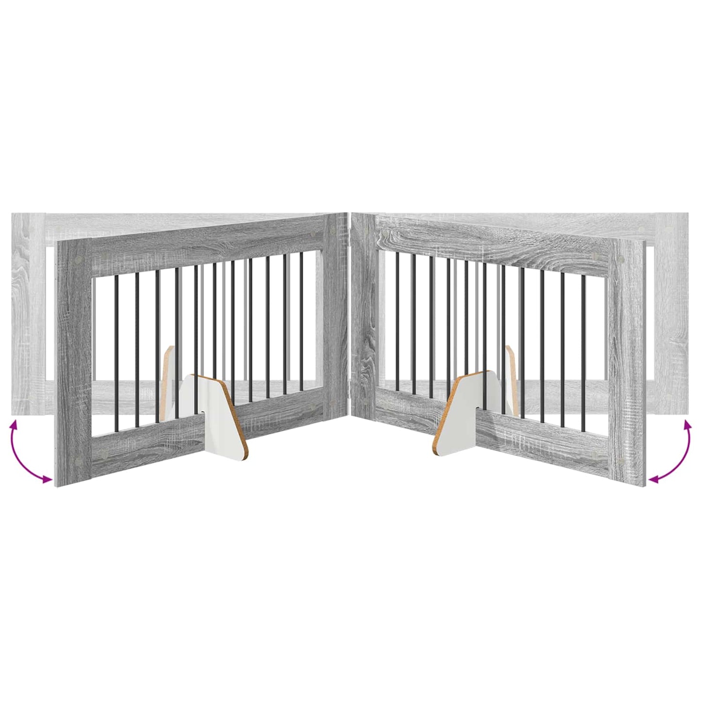 Foldable Dog Gate with Stands 2 pcs Grey Sonoma 200.5 cm