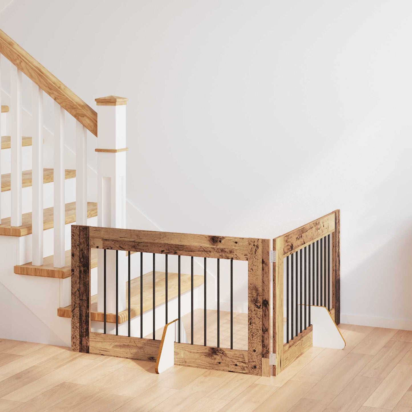 Dog Gate with Stands 2 pcs Old Wood 100 x 60 cm Engineered Wood