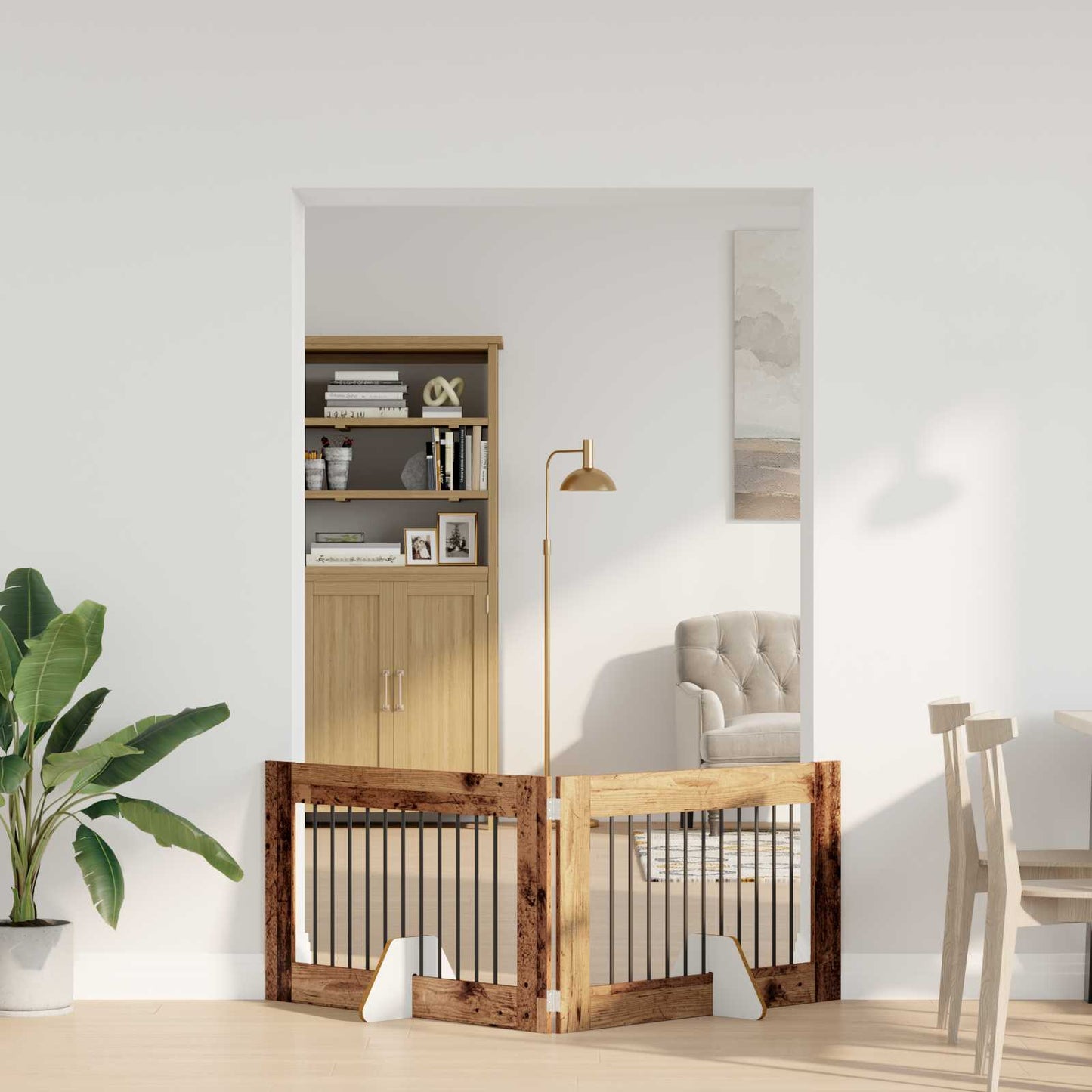 Dog Gate with Stands 2 pcs Old Wood 100 x 60 cm Engineered Wood