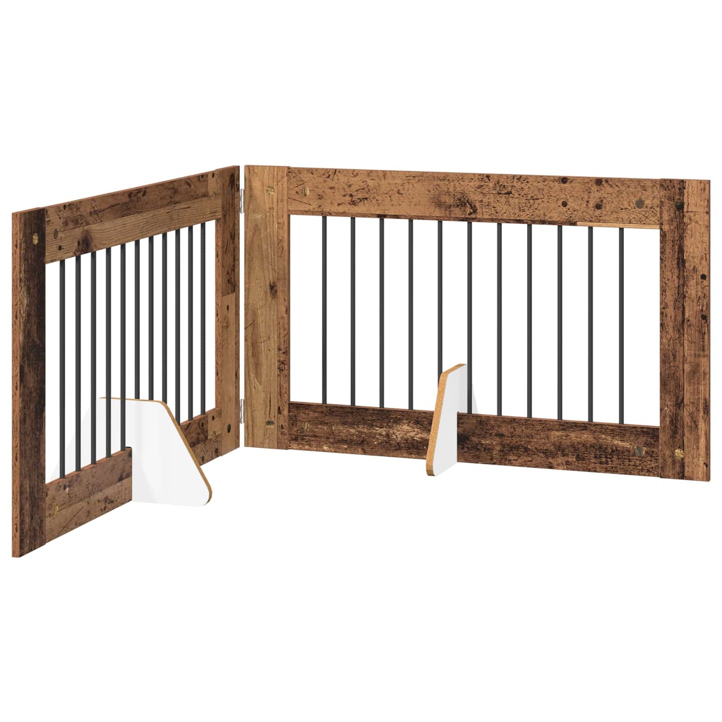 Foldable Dog Gate with Stands 2 pcs Old Wood 200.5 cm