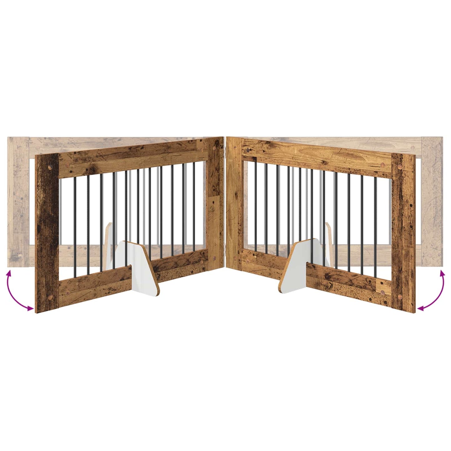 Dog Gate with Stands 2 pcs Old Wood 100 x 60 cm Engineered Wood