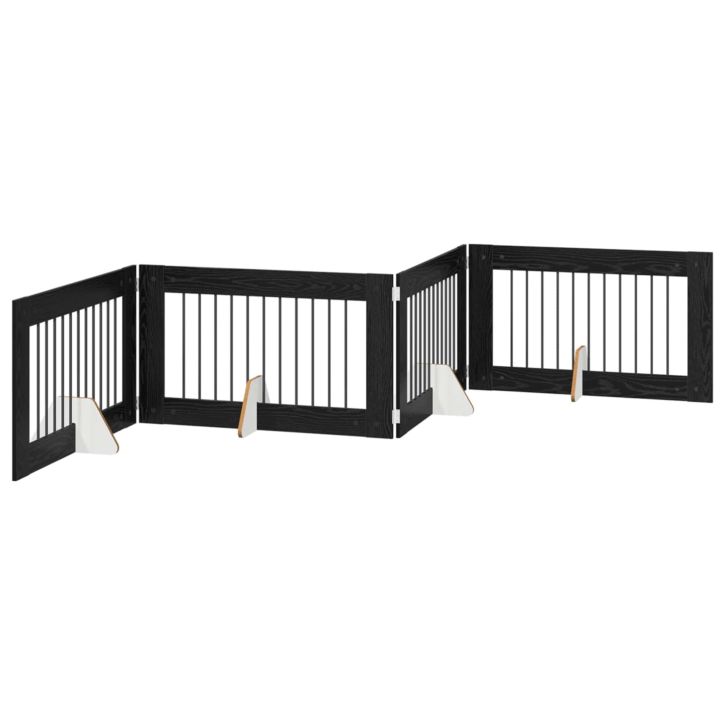 Foldable Dog Gate with Stands 4 pcs Black Oak 401 cm