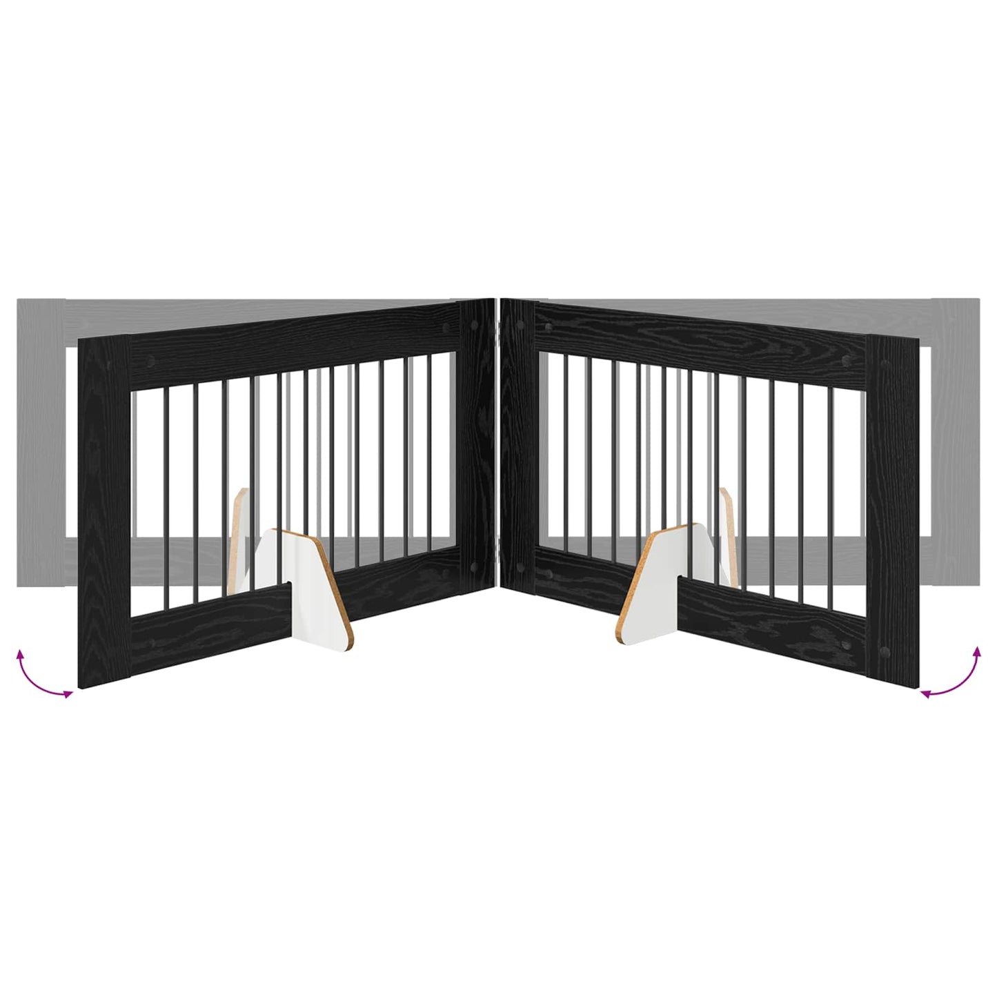Foldable Dog Gate with Stands 4 pcs Black Oak 401 cm