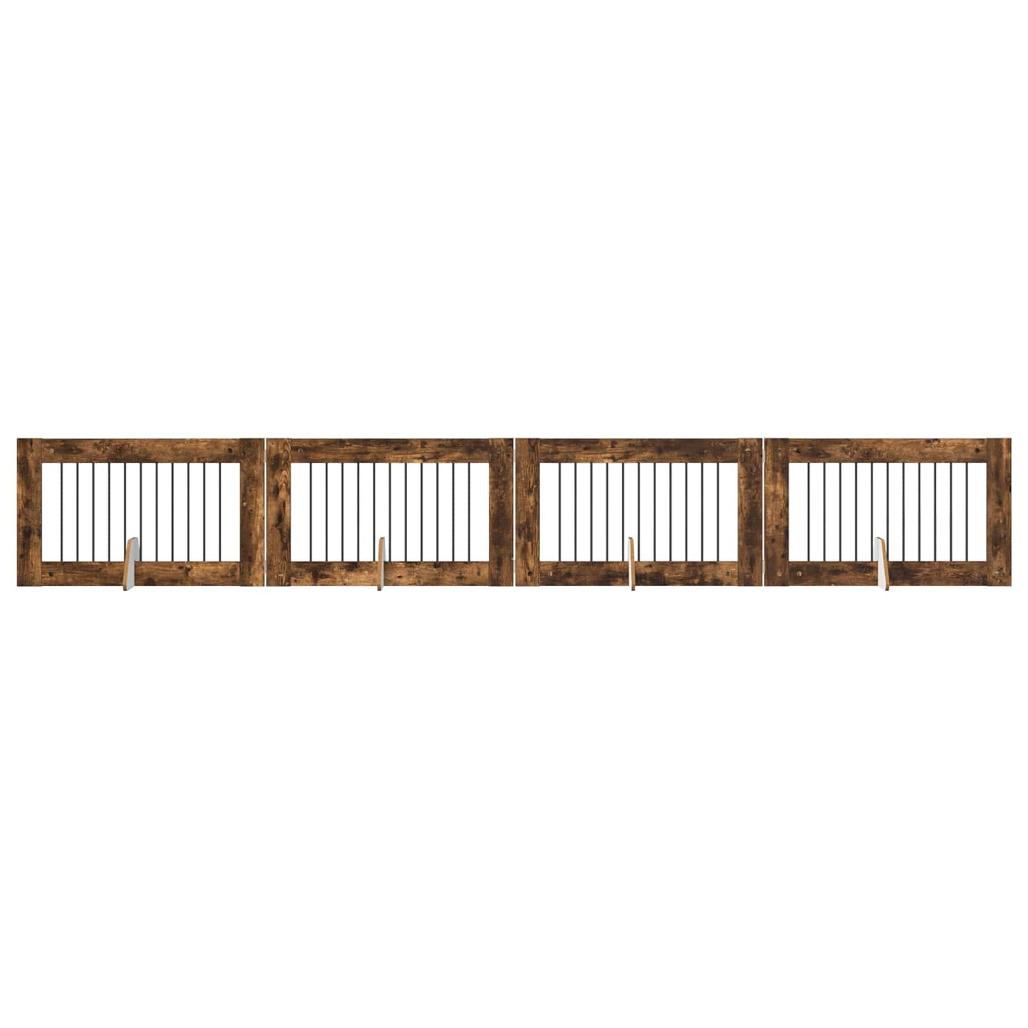 Dog Gate with Stands 4 pcs Smoked Oak 100 x 60 cm