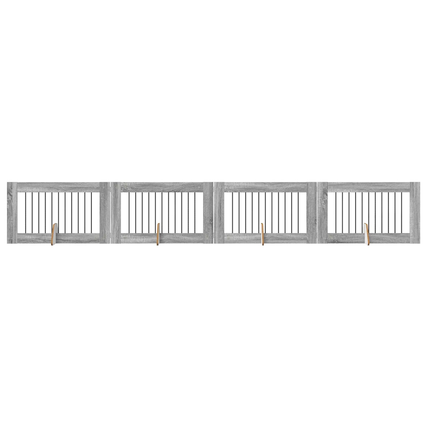 Dog Gate with Stands 4 pcs Grey Sonoma 100 x 60 cm