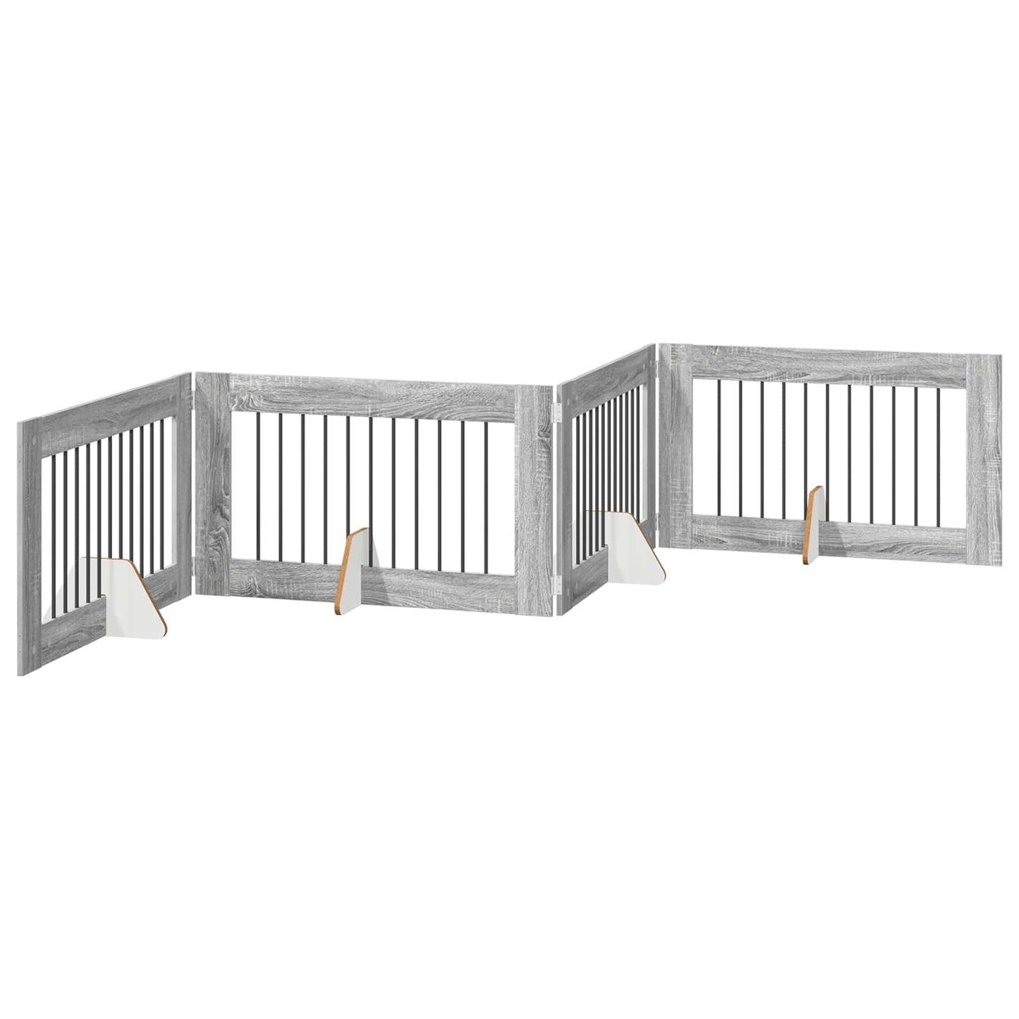 Dog Gate with Stands 4 pcs Grey Sonoma 100 x 60 cm