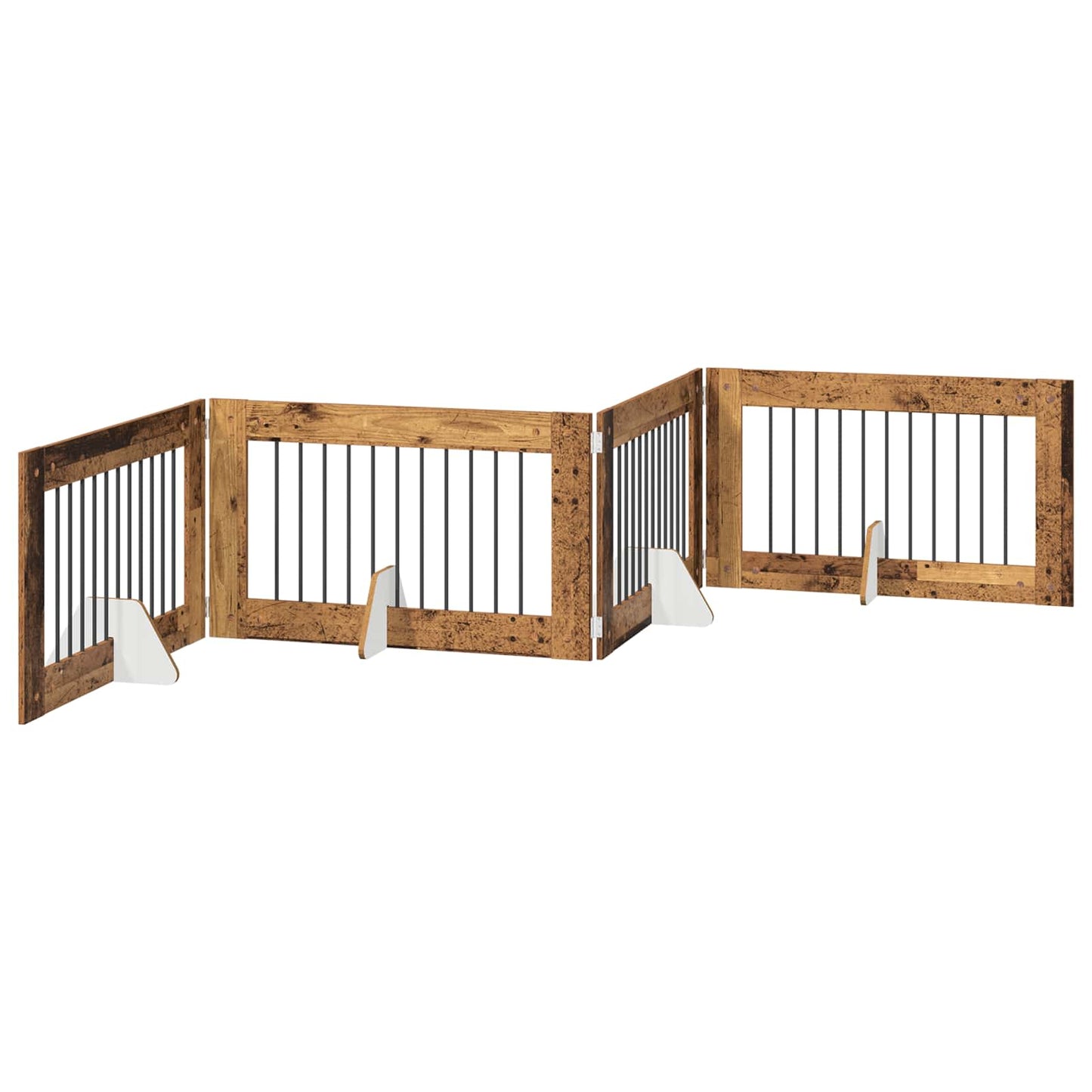 Dog Gate with Stands 4 pcs Old Wood 100 x 60 cm Engineered Wood