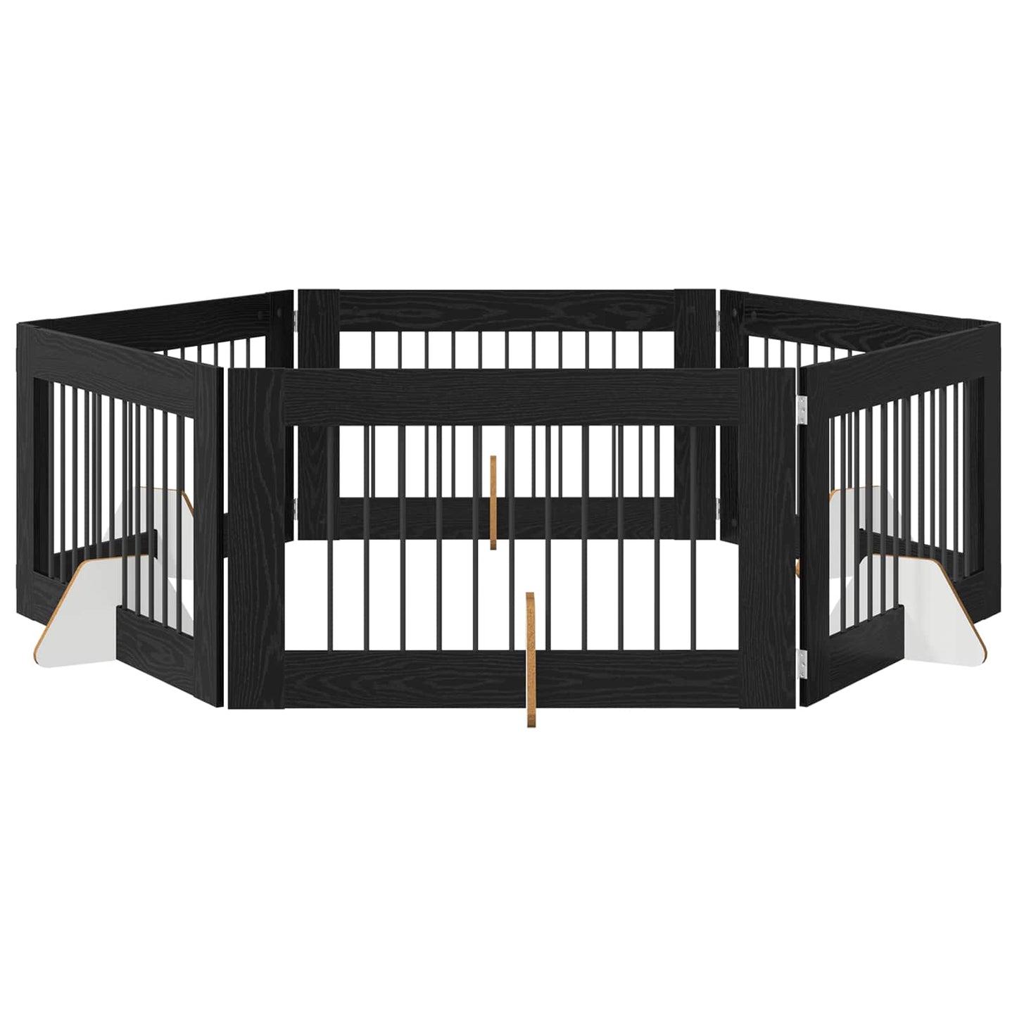 Dog Gate with Stands 6 pcs Black Oak 100 x 60 cm