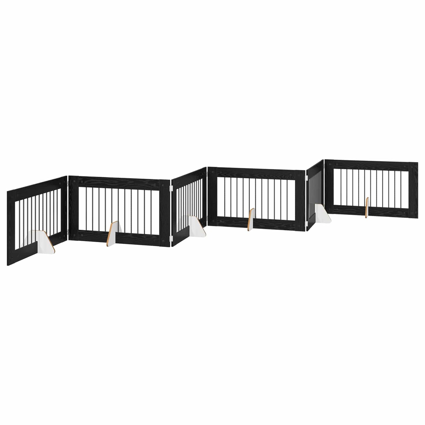 Foldable Dog Gate with Stands 6 pcs Black Oak 602 cm