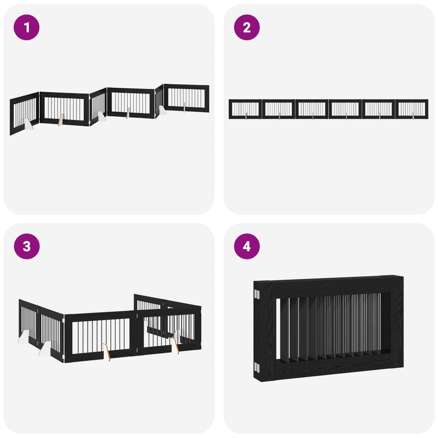 Foldable Dog Gate with Stands 6 pcs Black Oak 602 cm