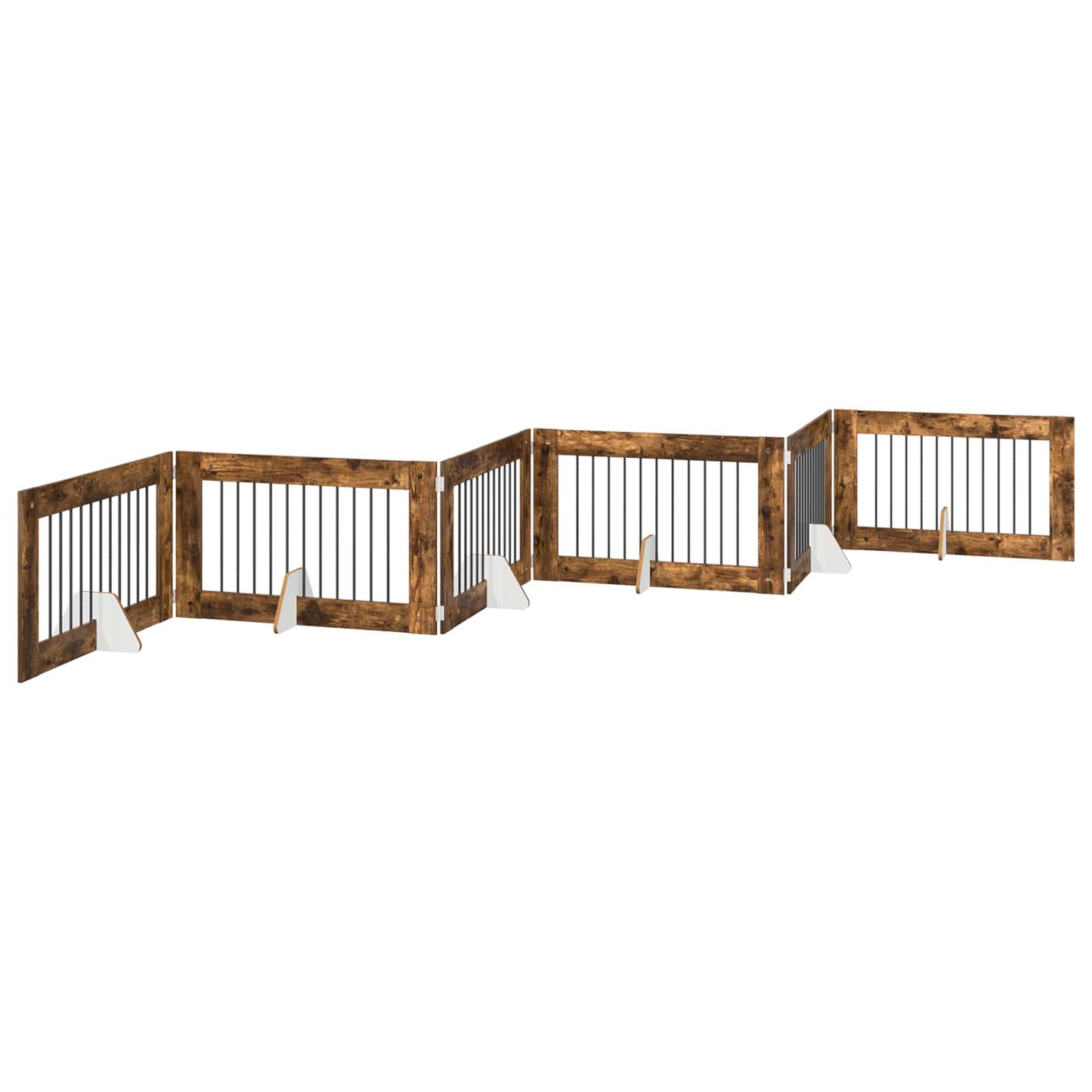 Foldable Dog Gate with Stands 6 pcs Smoked Oak 602 cm