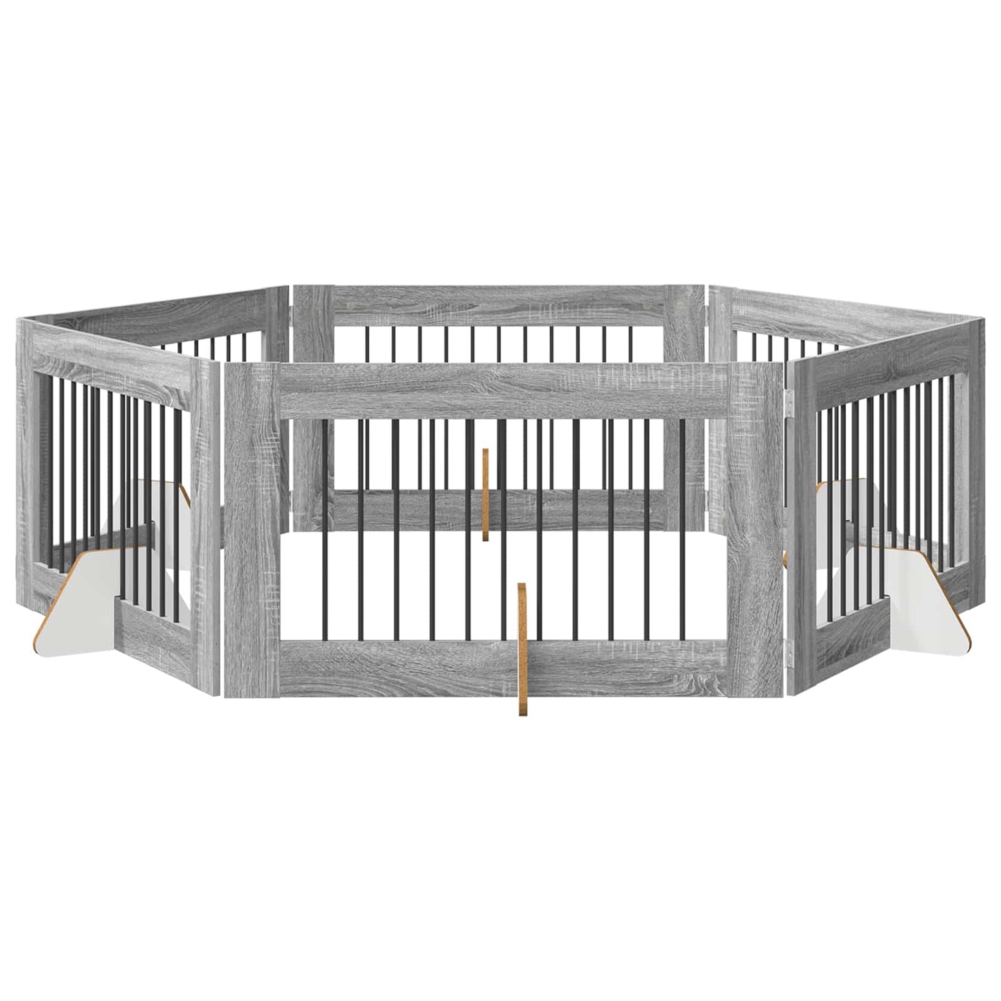 Dog Gate with Stands 6 pcs Grey Sonoma 100 x 60 cm