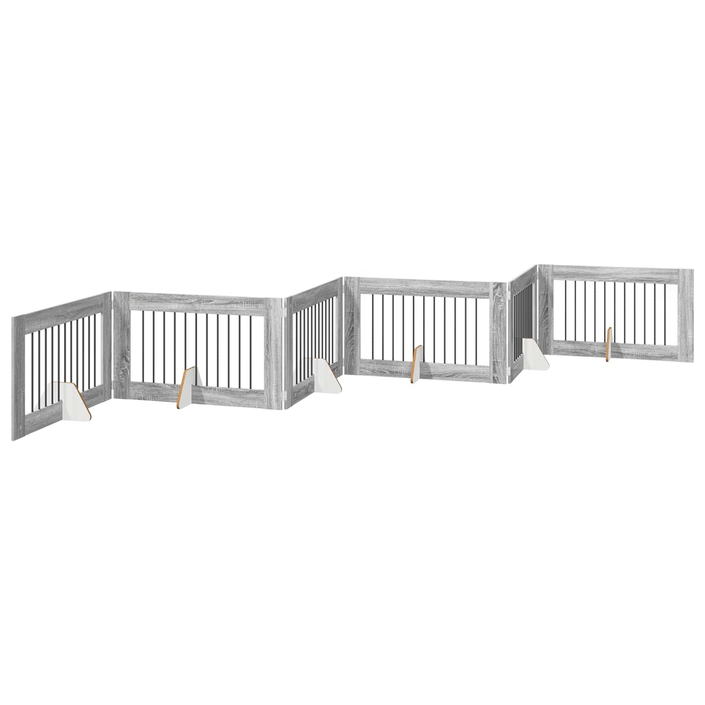 Dog Gate with Stands 6 pcs Grey Sonoma 100 x 60 cm