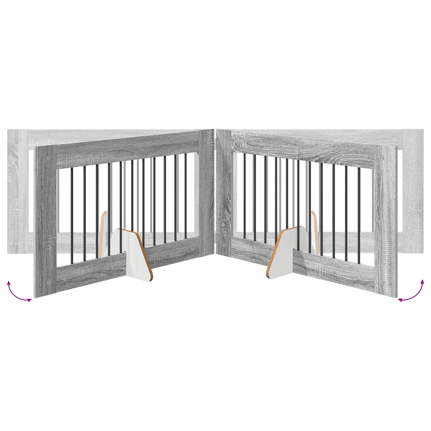 Foldable Dog Gate with Stands 6 pcs Grey Sonoma 602 cm