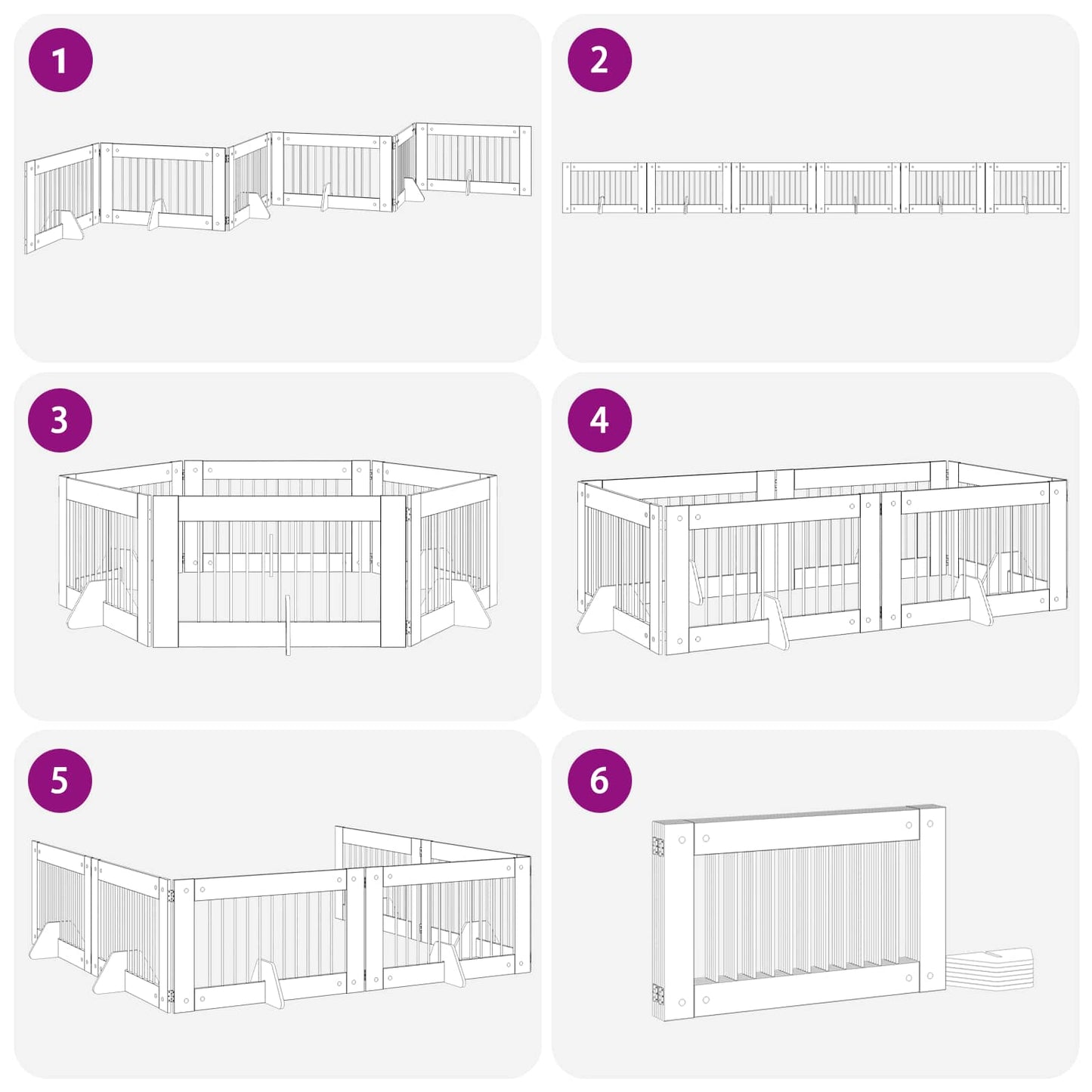 Foldable Dog Gate with Stands 6 pcs Grey Sonoma 602 cm