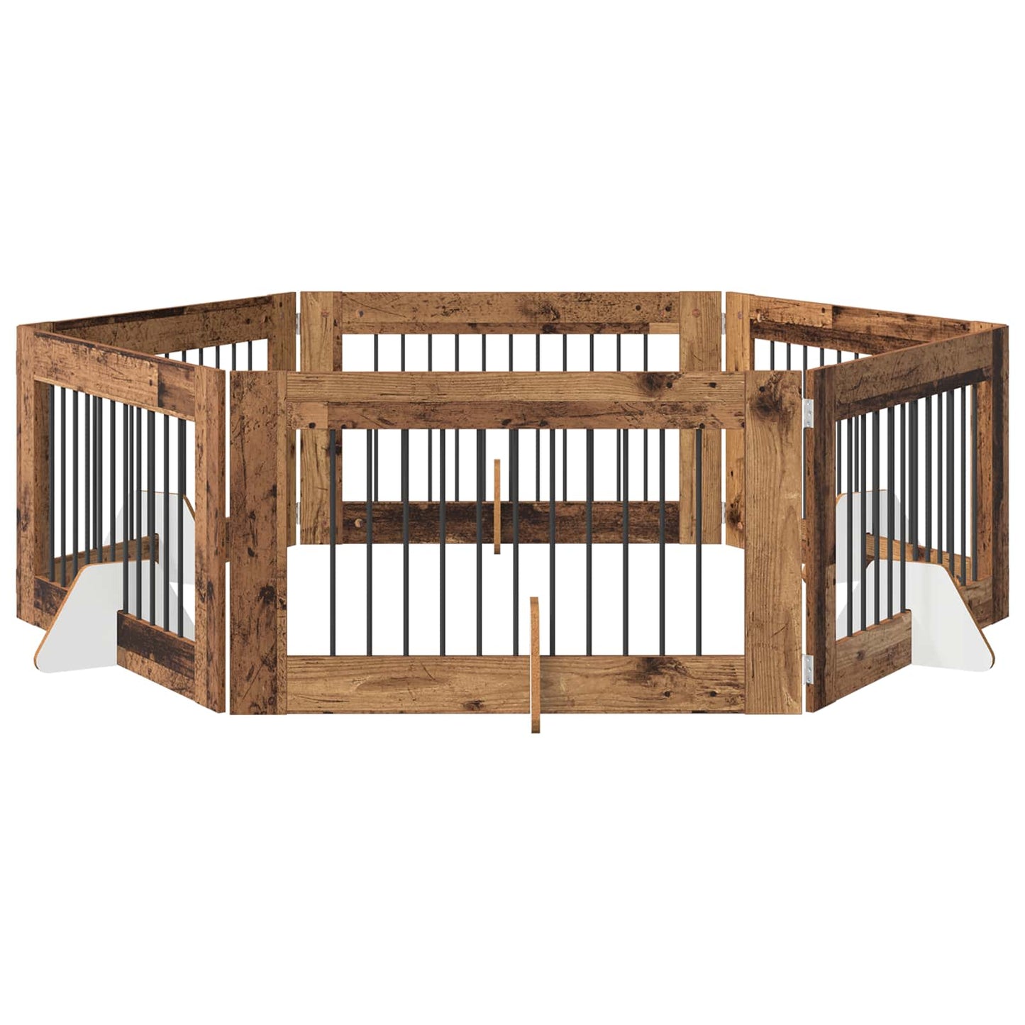 Dog Gate with Stands 6 pcs Old Wood 100 x 60 cm Engineered Wood