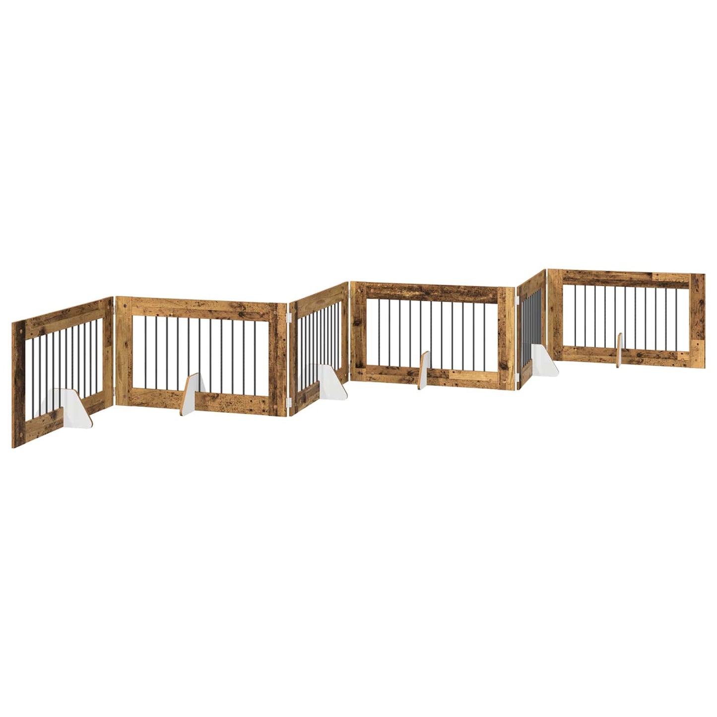 Dog Gate with Stands 6 pcs Old Wood 100 x 60 cm Engineered Wood
