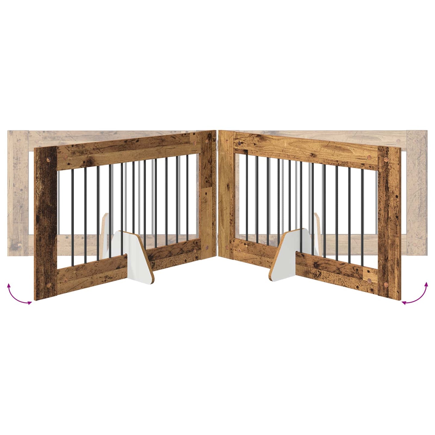 Dog Gate with Stands 6 pcs Old Wood 100 x 60 cm Engineered Wood