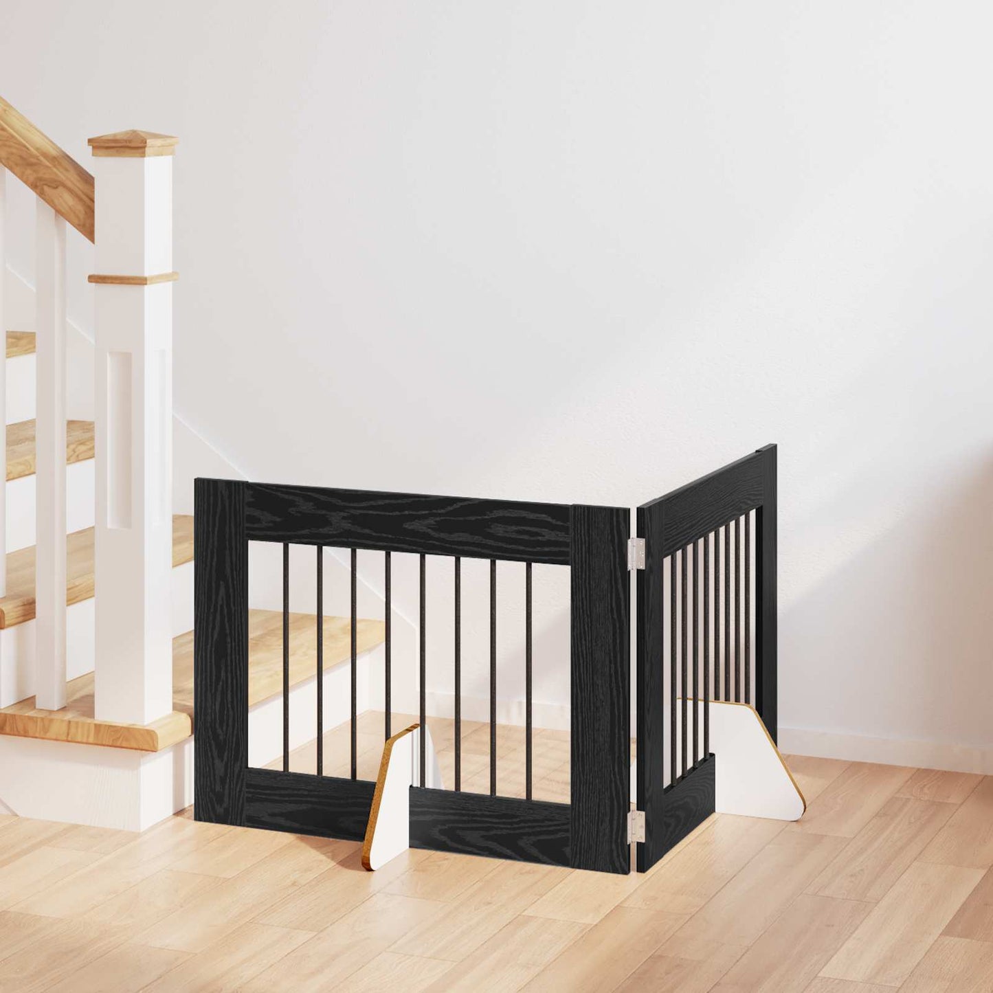 Dog Gate with Stands 2 pcs Black Oak 80 x 60 cm Engineered Wood