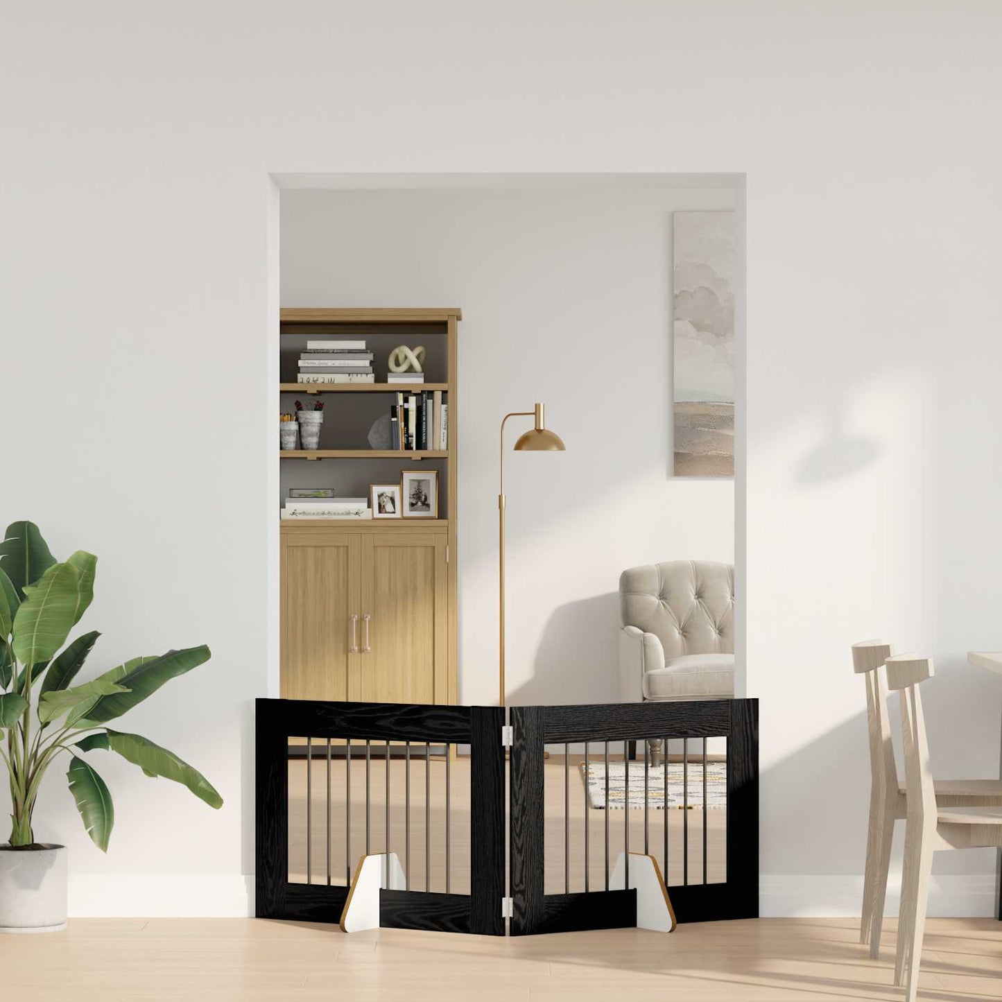 Foldable Dog Gate with Stands 2 pcs Black Oak 160.5 cm