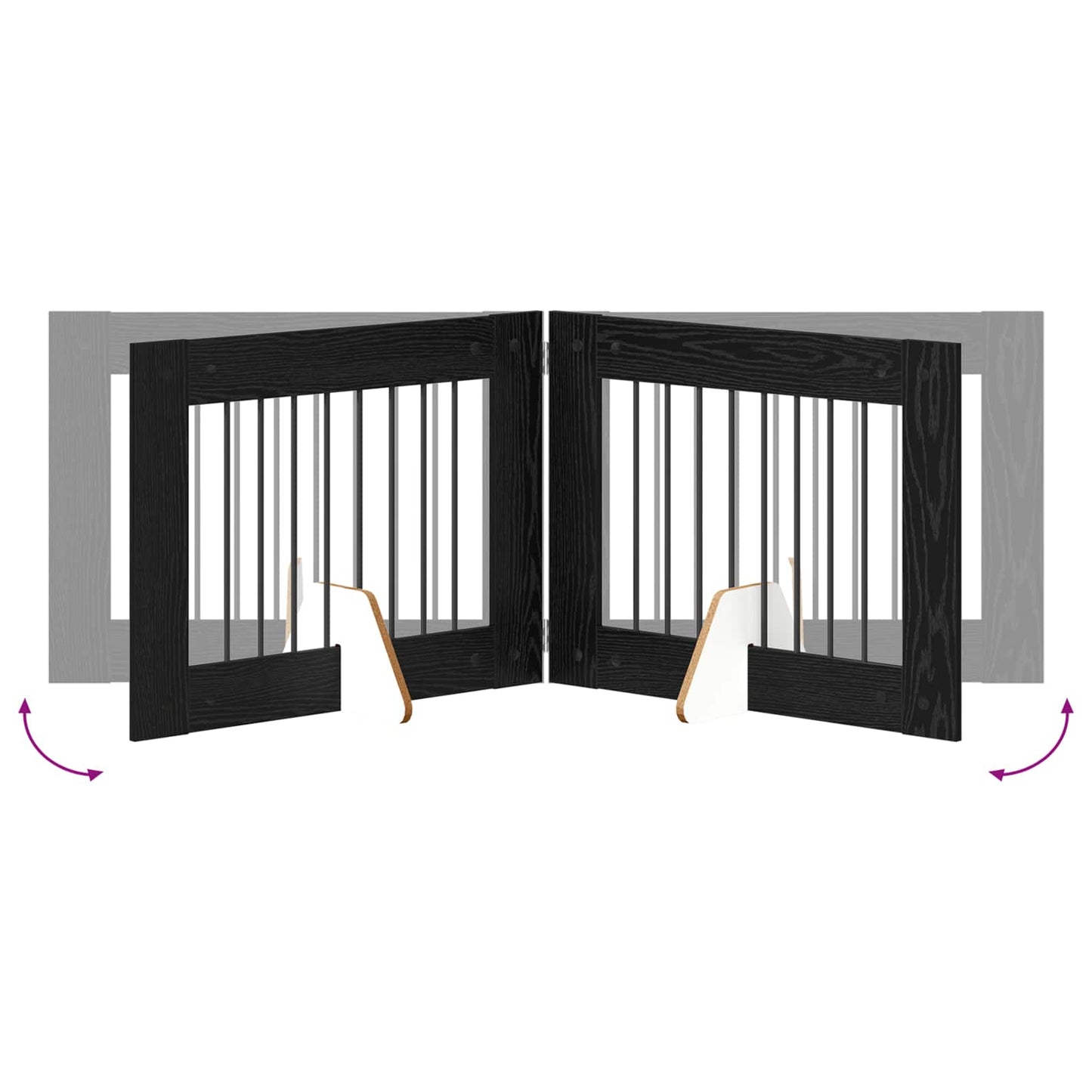 Foldable Dog Gate with Stands 2 pcs Black Oak 160.5 cm