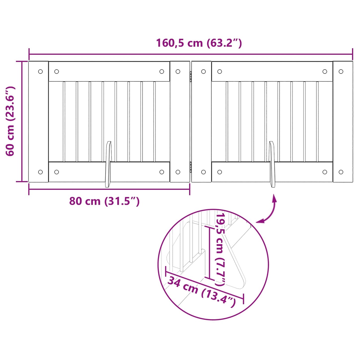 Foldable Dog Gate with Stands 2 pcs Black Oak 160.5 cm
