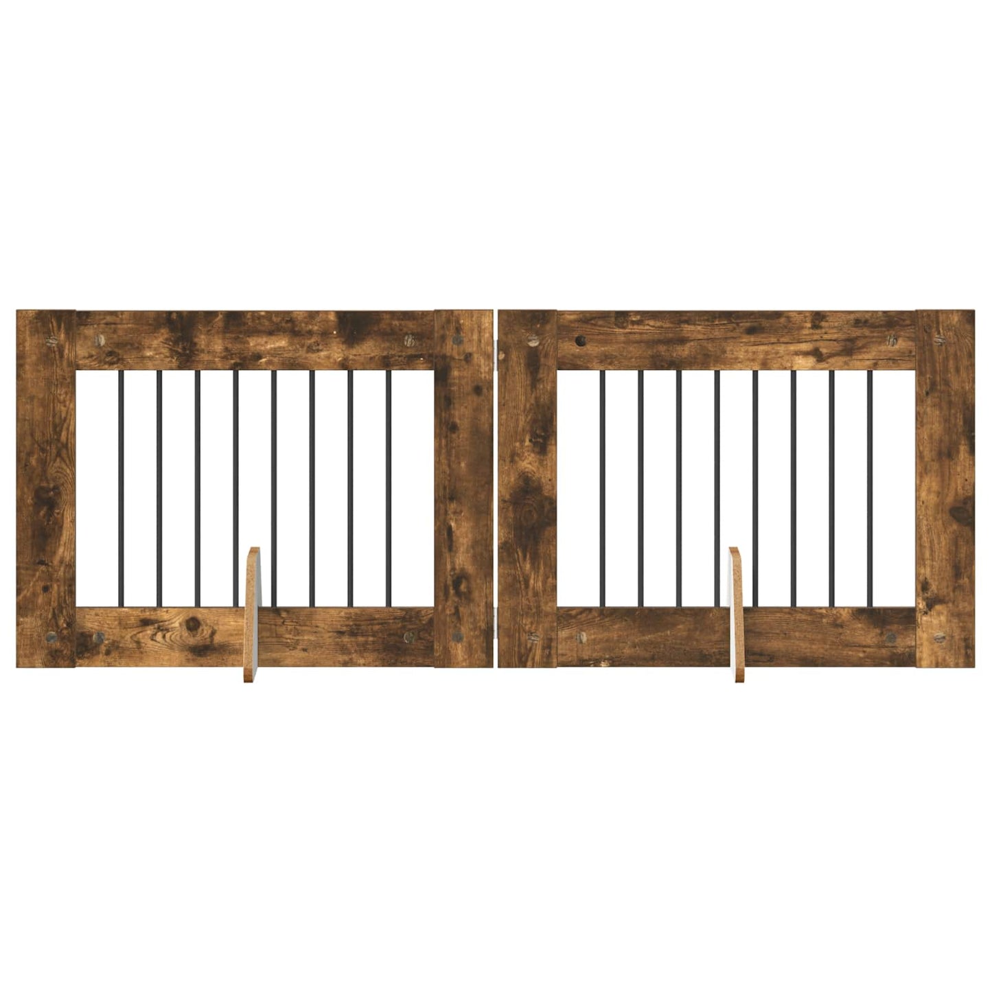 Dog Gate with Stands 2 pcs Smoked Oak 80 x 60 cm