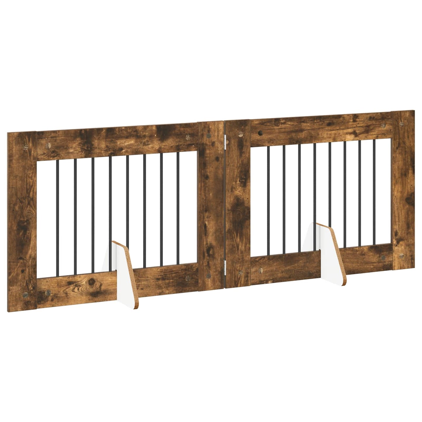 Dog Gate with Stands 2 pcs Smoked Oak 80 x 60 cm
