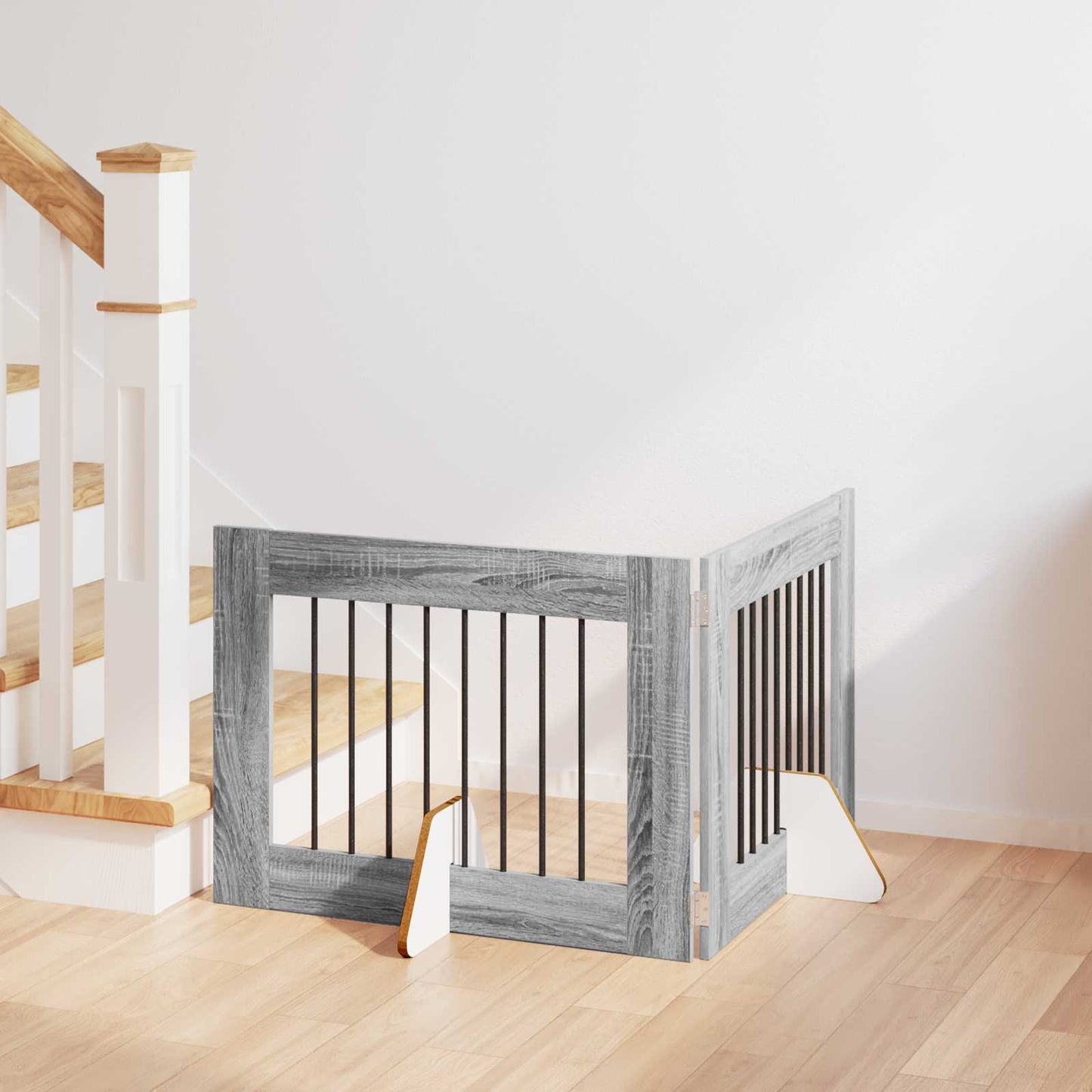 Dog Gate with Stands 2 pcs Grey Sonoma 80 x 60 cm