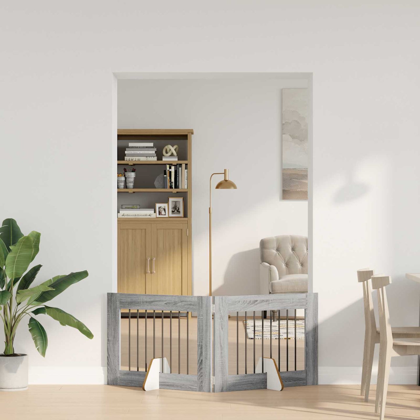 Foldable Dog Gate with Stands 2 pcs Grey Sonoma 160.5 cm
