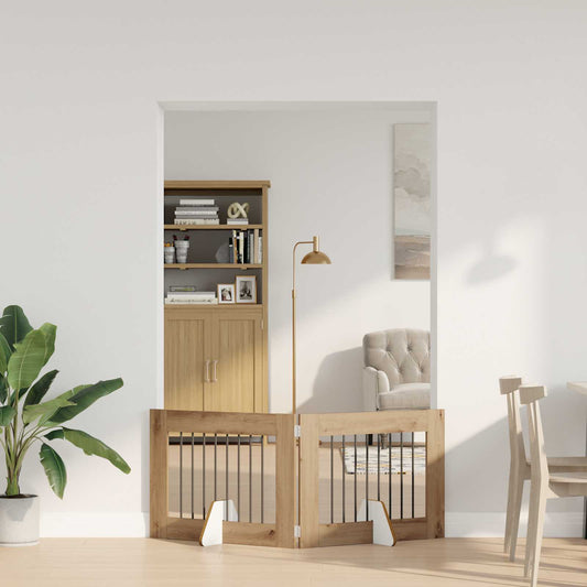Foldable Dog Gate with Stands 2 pcs Artisan Oak 160.5 cm