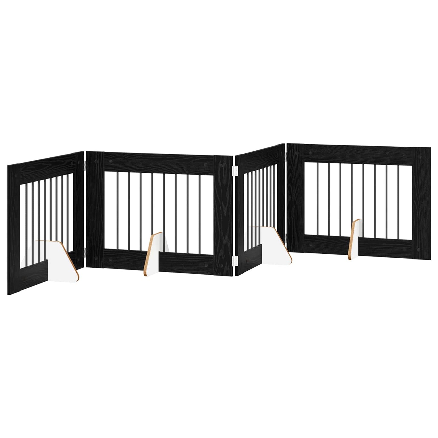 Foldable Dog Gate with Stands 4 pcs Black Oak 321 cm