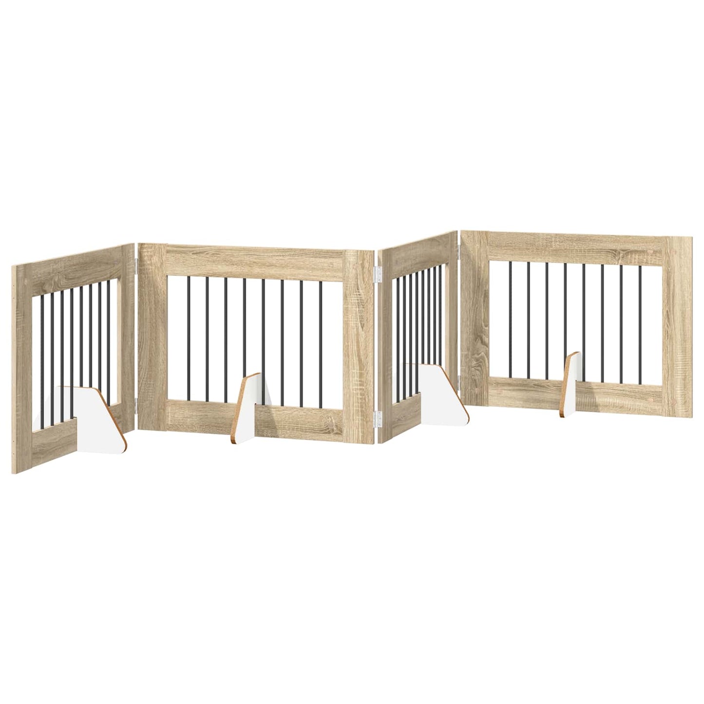 Foldable Dog Gate with Stands 4 pcs Sonoma Oak 321 cm