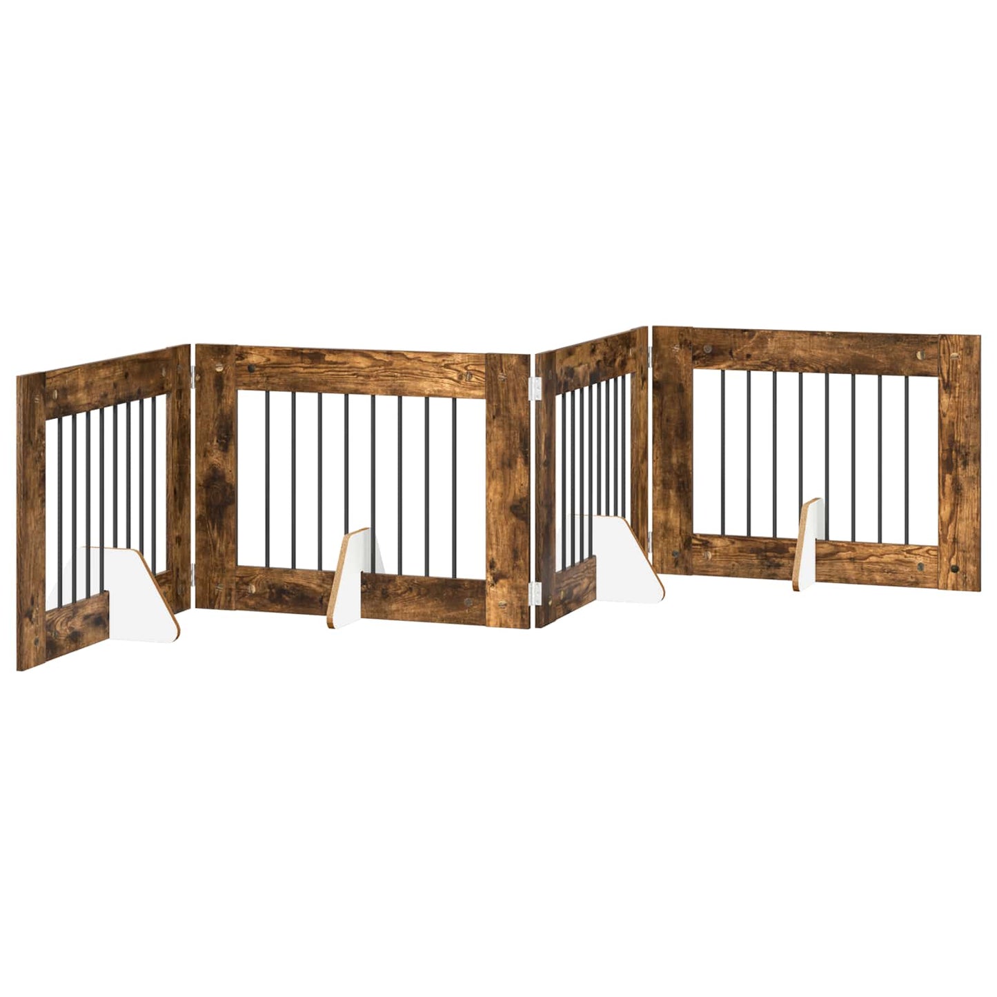 Dog Gate with Stands 4 pcs Smoked Oak 80 x 60 cm