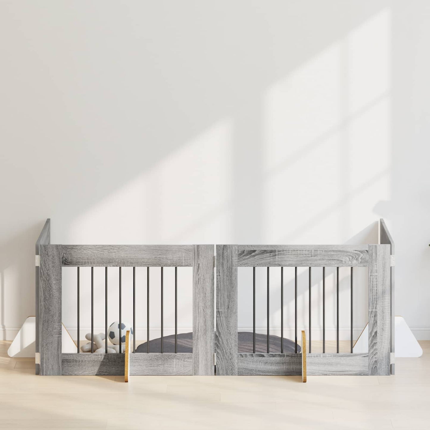 Dog Gate with Stands 4 pcs Grey Sonoma 80 x 60 cm