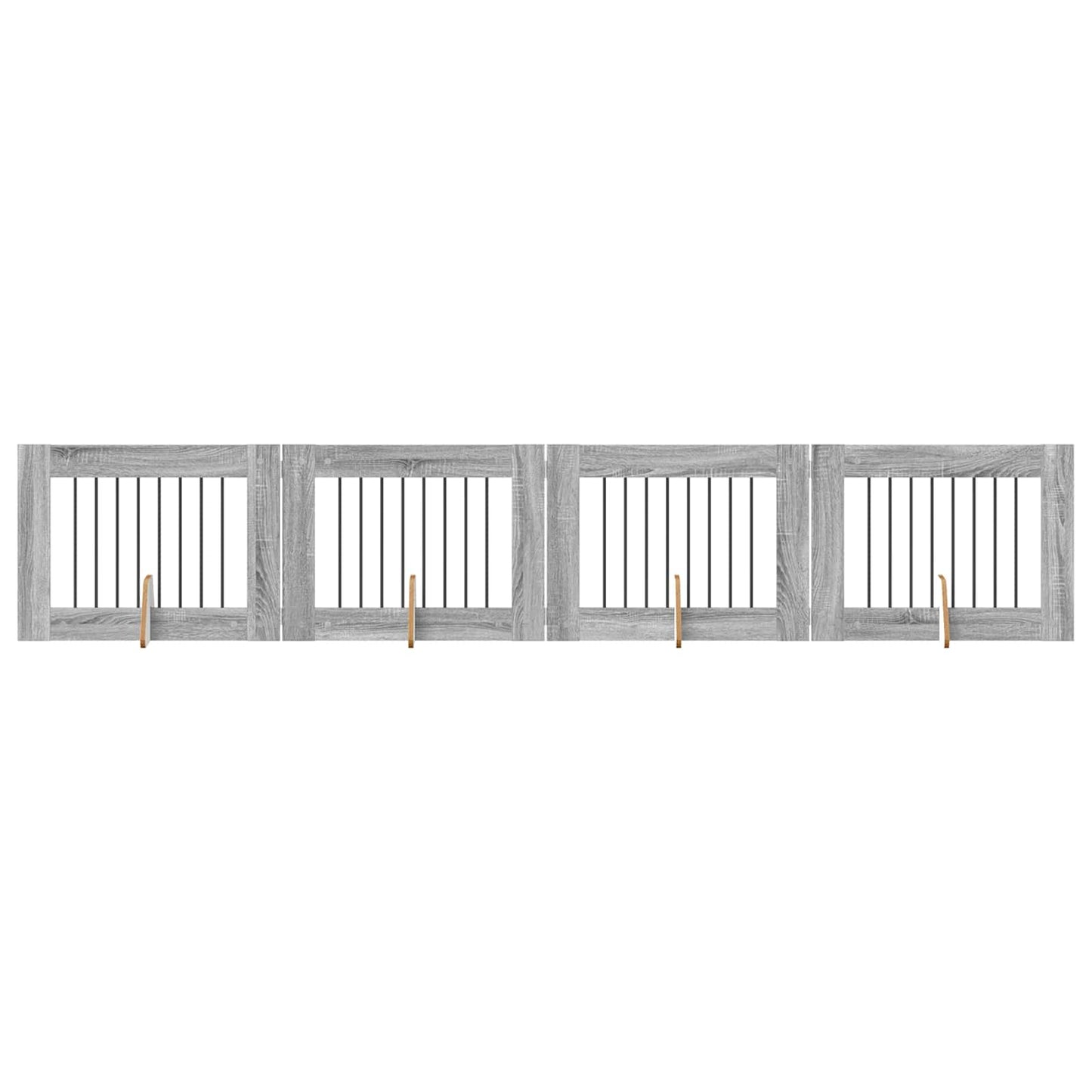 Dog Gate with Stands 4 pcs Grey Sonoma 80 x 60 cm