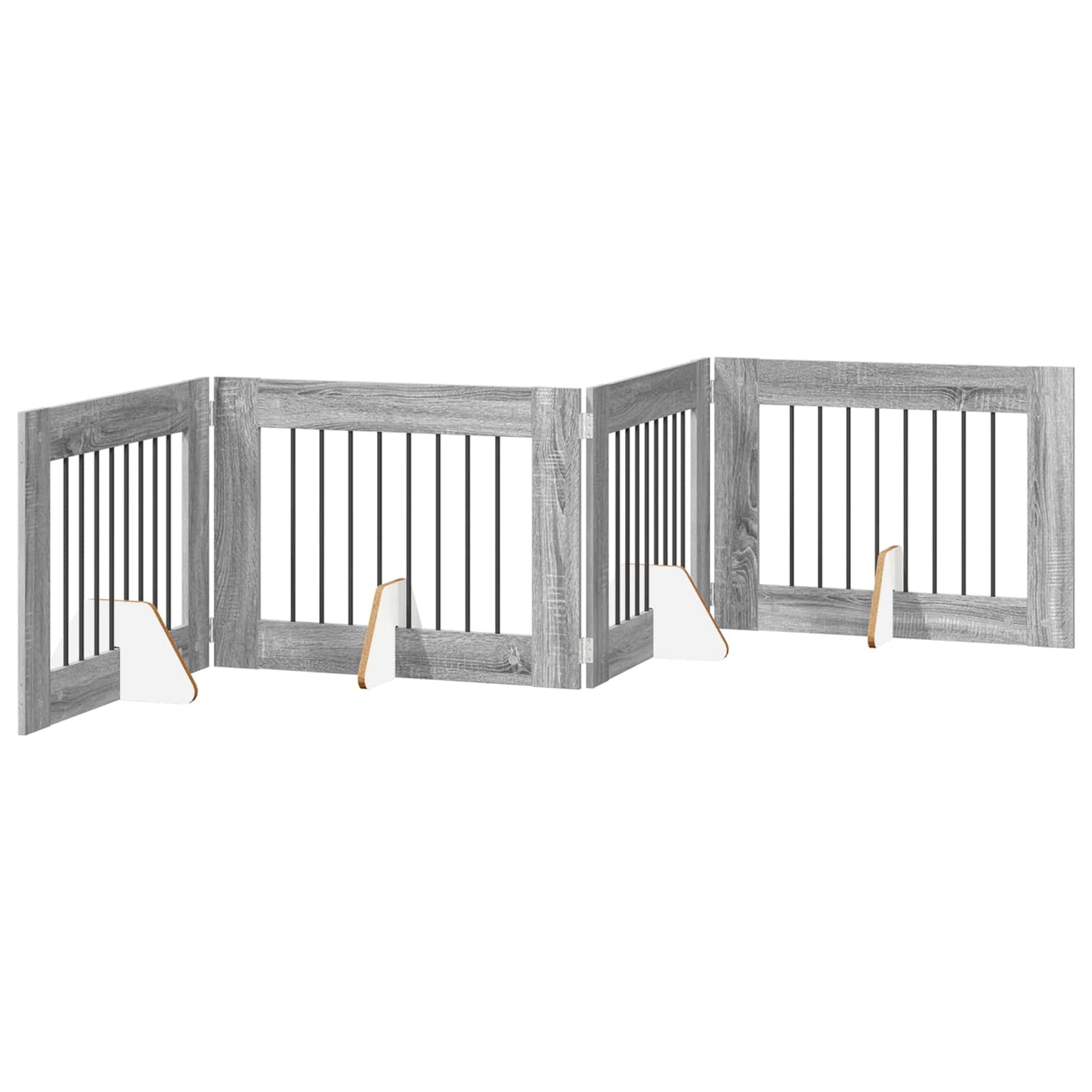 Foldable Dog Gate with Stands 4 pcs Grey Sonoma 321 cm