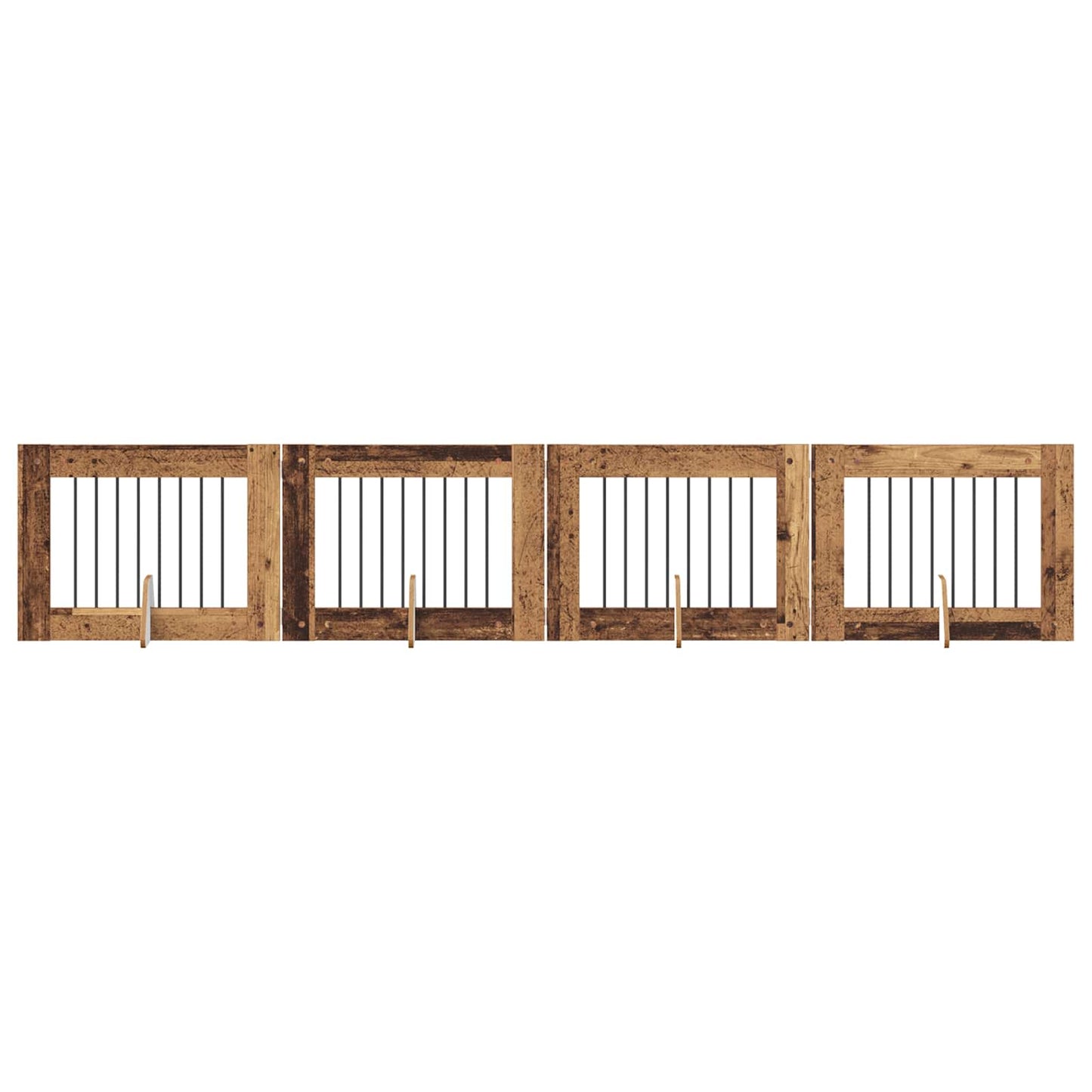Dog Gate with Stands 4 pcs Old Wood 80 x 60 cm Engineered Wood