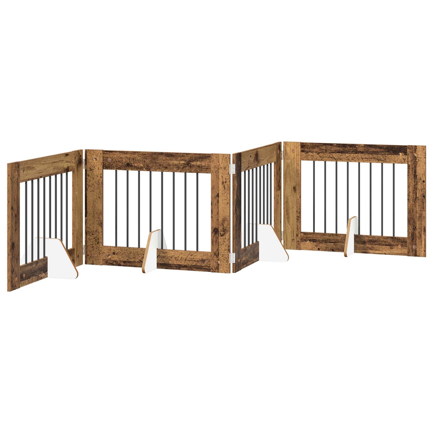 Dog Gate with Stands 4 pcs Old Wood 80 x 60 cm Engineered Wood