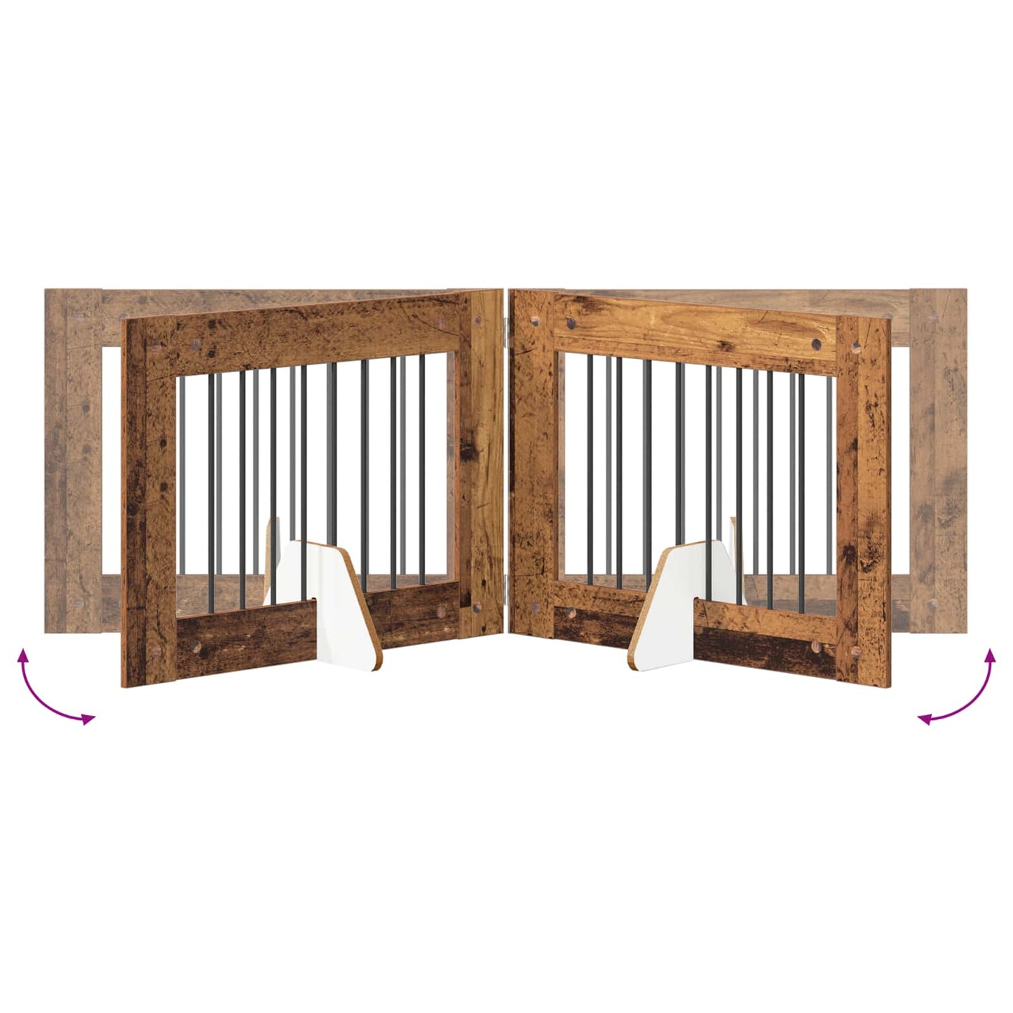 Dog Gate with Stands 4 pcs Old Wood 80 x 60 cm Engineered Wood