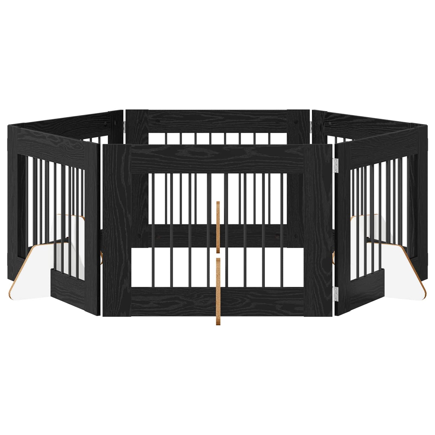 Dog Gate with Stands 6 pcs Black Oak 80 x 60 cm Engineered Wood
